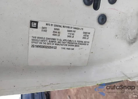 2002 Chevrolet Impala Ls from USA, damaged, VIN 2G1WH55K029264122